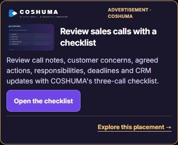 Mobile-sized view of the COSHUMA guide house advertisement.